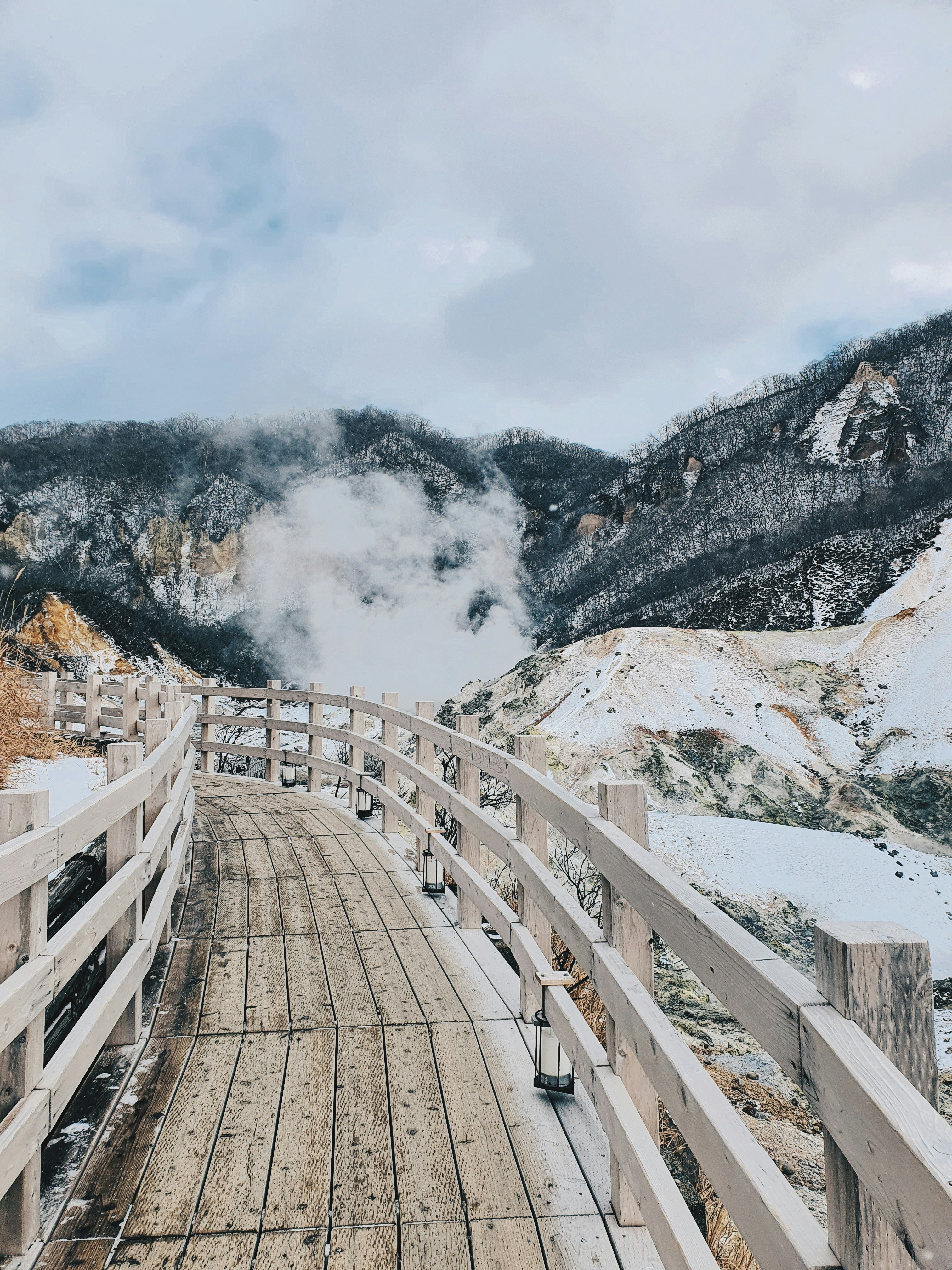 Hokkaido snowy mountains and hot springs